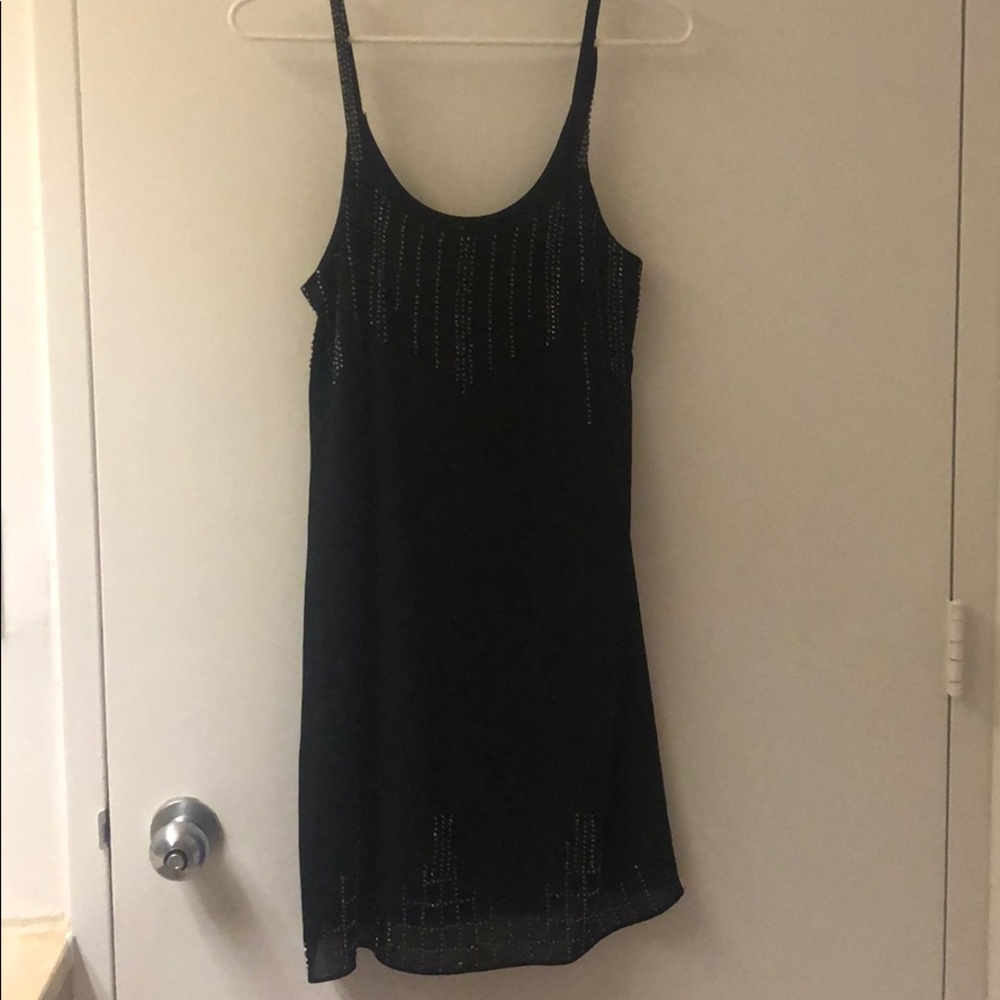 Black beaded cocktail dress